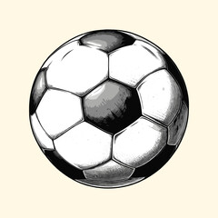 Hand Drawn Soccer Ball Illustration Foodball Engraved Style