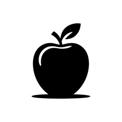 Black silhouette of a simple minimal Apple with thick outline side view isolated-08
