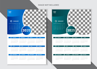 Creative Vector wall Calendar Design 2025 for your company business planner and annual plan