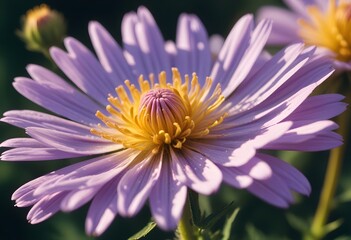 Obraz premium Aster flower closeup Realistic Light with summer season flower concept