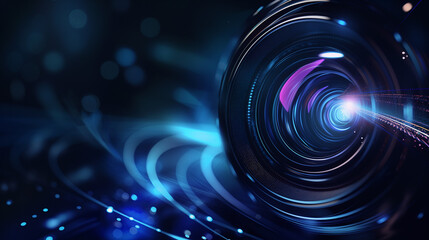 Obraz premium Futuristic photo camera lens on dark background