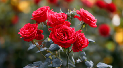 red  roses in the garden in spring 