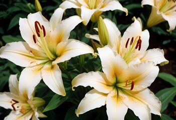 Obraz premium Lilies flower closeup Realistic Light with summer season flower concept