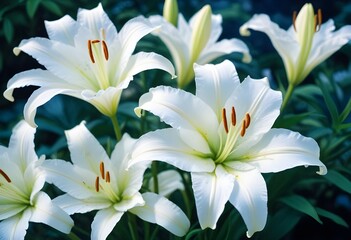 Fototapeta premium Lilies flower closeup Realistic Light with summer season flower concept