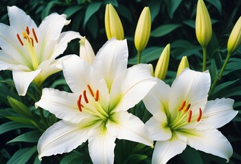 Obraz premium Lilies flower closeup Realistic Light with summer season flower concept