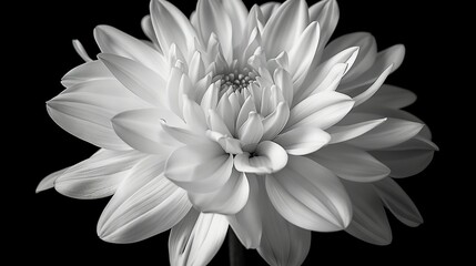   Black and white photo of large flower in black and white background