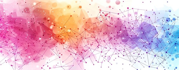 A colorful line of dots with a rainbow background