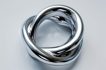 Abstract wavy chrome metal ring.