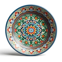 Obraz premium Moroccan ceramic plate painted with vibrant geometric patterns