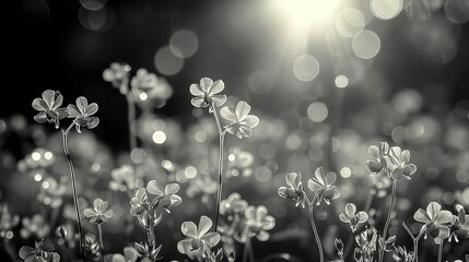   A photo of a field of flowers bathed in sunlight, with clouds casting dappled shadows behind them