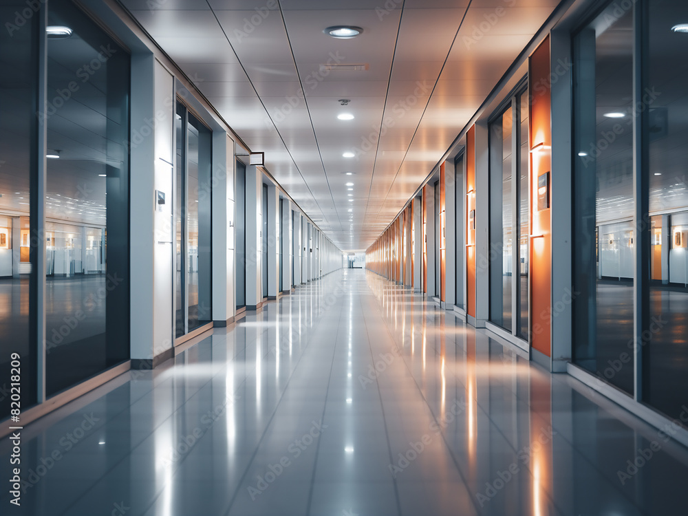 Poster corridor fades into abstraction, a modern backdrop for various uses