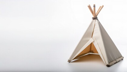 Native American people  concept paper origami isolated on white background of a tipi or teepee  conical lodge tent, home or house, with copy space, simple starter craft for kids