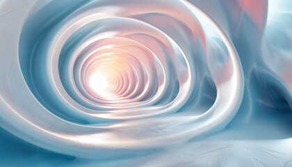 A spiral tunnel with a light shining through it