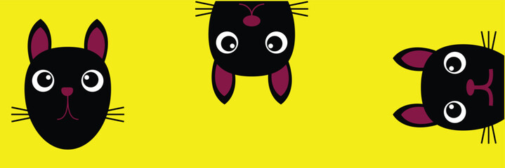 Simple cat head illustration set design