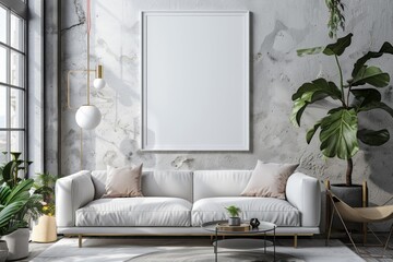 Poster Mockup in Modern Minimalist Interior created with Generative AI