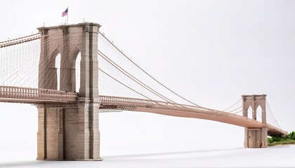 Fototapeta premium human made wonders of the world concept paper origami isolated on white background of Brooklyn bridge in New York city, USA . with copy space, simple starter craft for kids