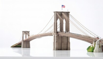 human made wonders of the world concept paper origami isolated on white background of Brooklyn bridge in New York city, USA . with copy space, simple starter craft for kids
