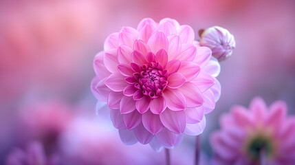 close up of pink dahlia flower in the garden 