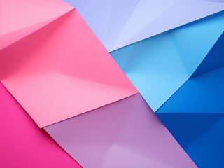 Trendy pink and blue textured paper forms an abstract geometric background