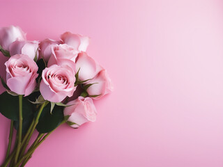 Pink floral composition on pastel background evokes romance for special occasions