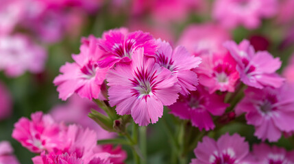 Obraz premium pink dianthus flowers in the field