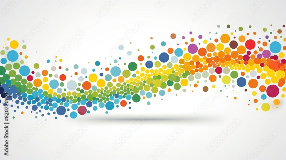 Poster colorful abstract background featuring dots arranged as a rainbow, providing space for text or image