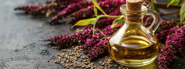 amaranth essential oil. Selective focus