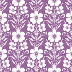 seamless pattern of white flowers on a purple background, texture, background