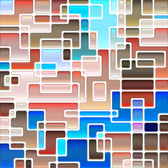 abstract vector stained-glass mosaic background - brown and blue