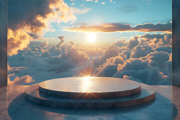 Modern and adaptable, the 3D podium with a striking neon effect creates a futuristic and vibrant image, perfect for displaying products or awards in a contemporary setting