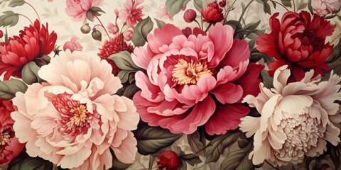 Background with beautiful pink peonies. Banner, wallpaper
