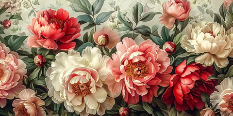 Background with beautiful pink peonies. Banner, wallpaper
