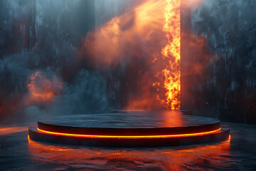 Modern and adaptable, the 3D podium with a striking neon effect creates a futuristic and vibrant image, perfect for displaying products or awards in a contemporary setting