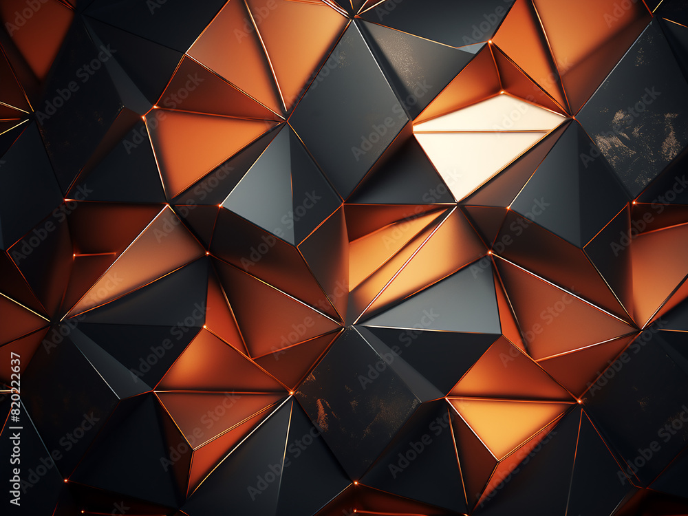 Poster 3d-rendered wall background with abstract geometry