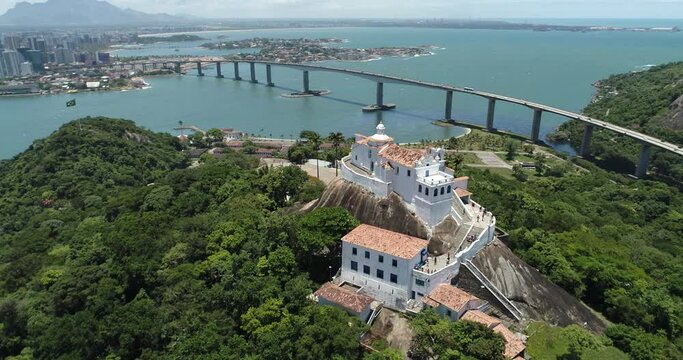 Aerial view of Convento de Nossa Senhora da Penha - Vila Velha, Esp&iacute;rito Santo, Brazil
