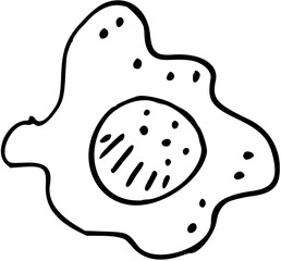 Restaurant, Café , Bon Appétit Doodle Line Art Illustration. Hand Drawn Pencil Vector Clip Art. Egg omelette 