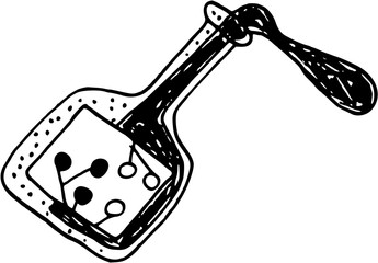 Restaurant, Café , Bon Appétit Doodle Line Art Illustration. Hand Drawn Pencil Vector Clip Art. Wine bottle 