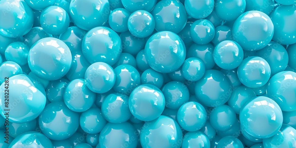 Aufkleber a sea of turquoise spheres floating in the air, creating an abstract and calming background for prod