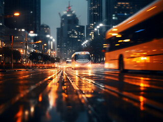 Obraz premium Bokeh creates a mesmerizing backdrop in city night lights