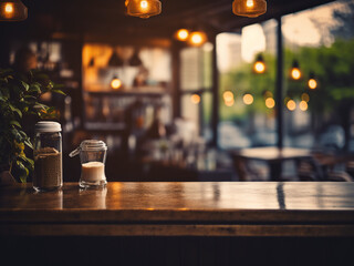 Vintage tones cloak the coffee shops blurred backdrop, inviting patrons