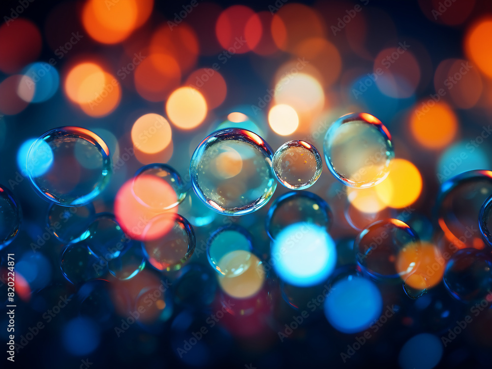 Poster softly blurred background with an array of colorful circles