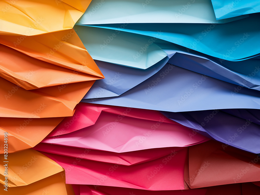 Poster assorted cardboard sheets form a lively and colorful background