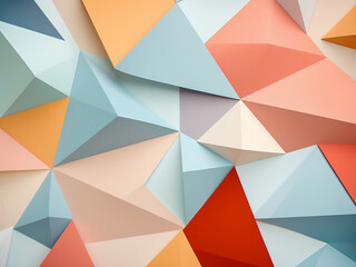 Fototapeta premium Geometric shapes formed by pastel-colored abstract paper layers