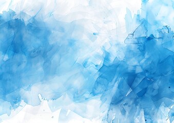 Fototapeta premium Abstract blue watercolor background with splash of color, white background, vector illustration, flat design, simple, minimalism, wide banner 