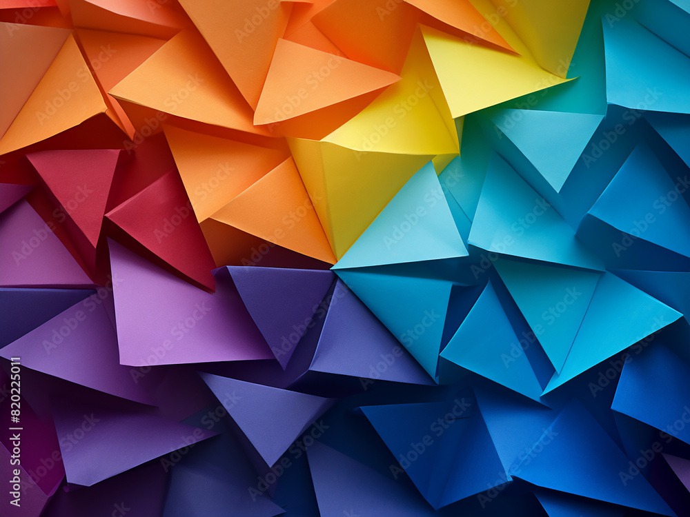 Poster top view of multicolored paper sheets creating a vibrant background