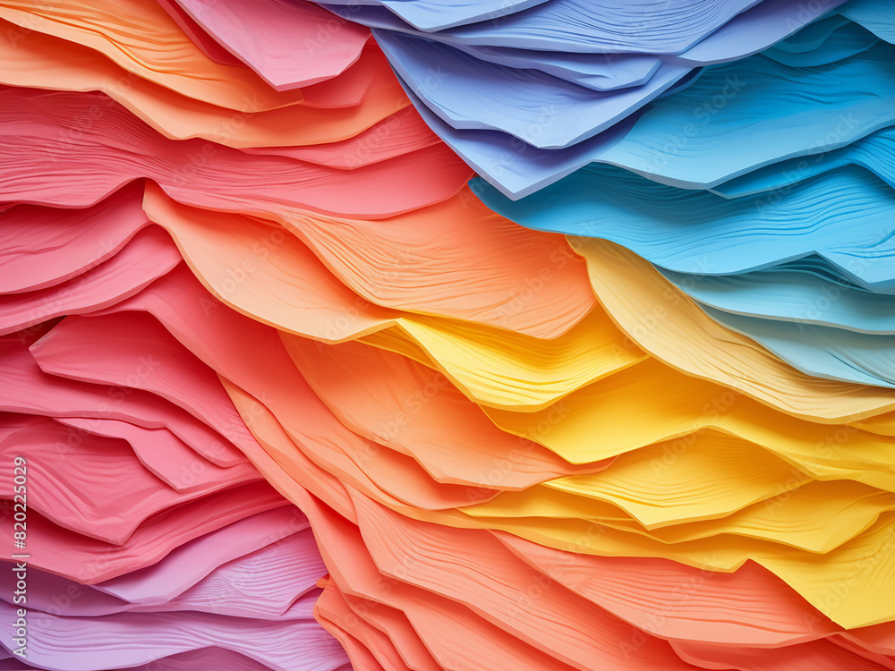 Poster abstract backdrop formed by overlapping sheets of vibrant colors