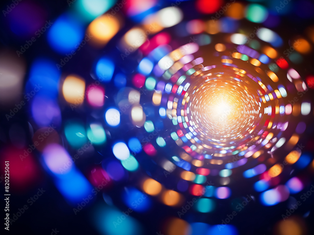 Poster abstract backdrop with multicolored blur and circular patterns, reminiscent of christmas lights