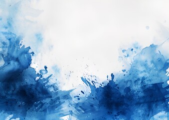 Abstract blue watercolor background with splash of color, white background, vector illustration, flat design, simple, minimalism, wide banner 
