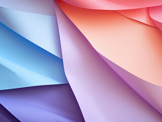 Soft blue, violet, lilac, and coral paper background offers a colorful backdrop