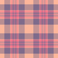 Madras textile background check, 1970s fabric pattern plaid. Structure seamless tartan vector texture in pastel and orange colors.